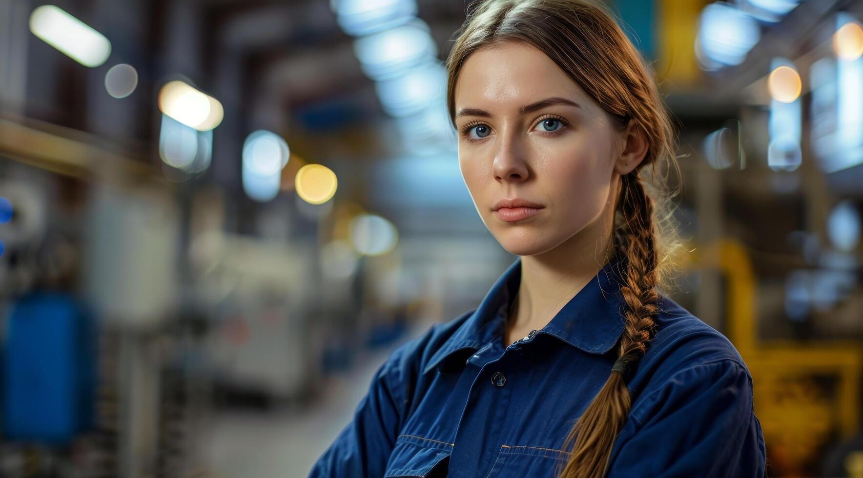 Confident Female Engineer in Industrial Setting photo
