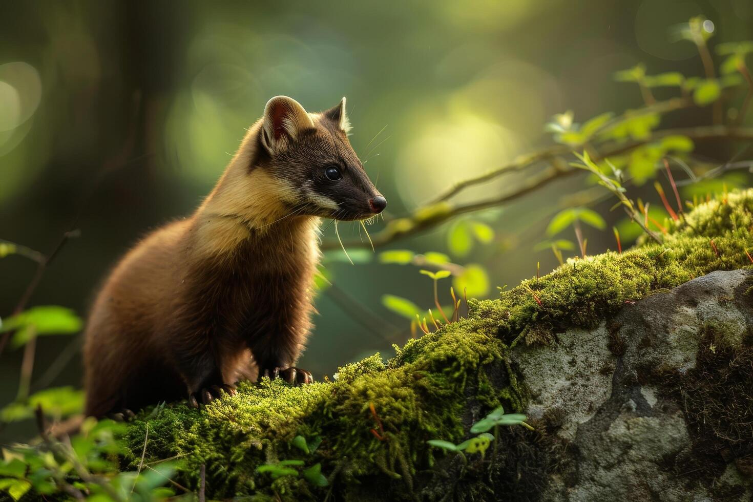 Pine Marten in a Lush Forest photo