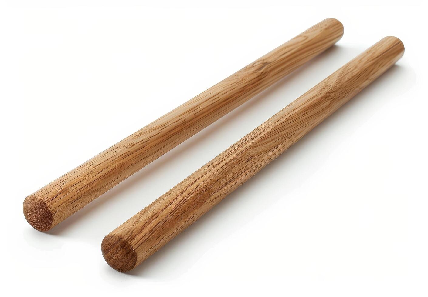 Pair of Wooden Drumsticks on White Background photo