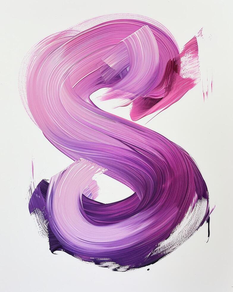 Abstract purple brush stroke on white background photo