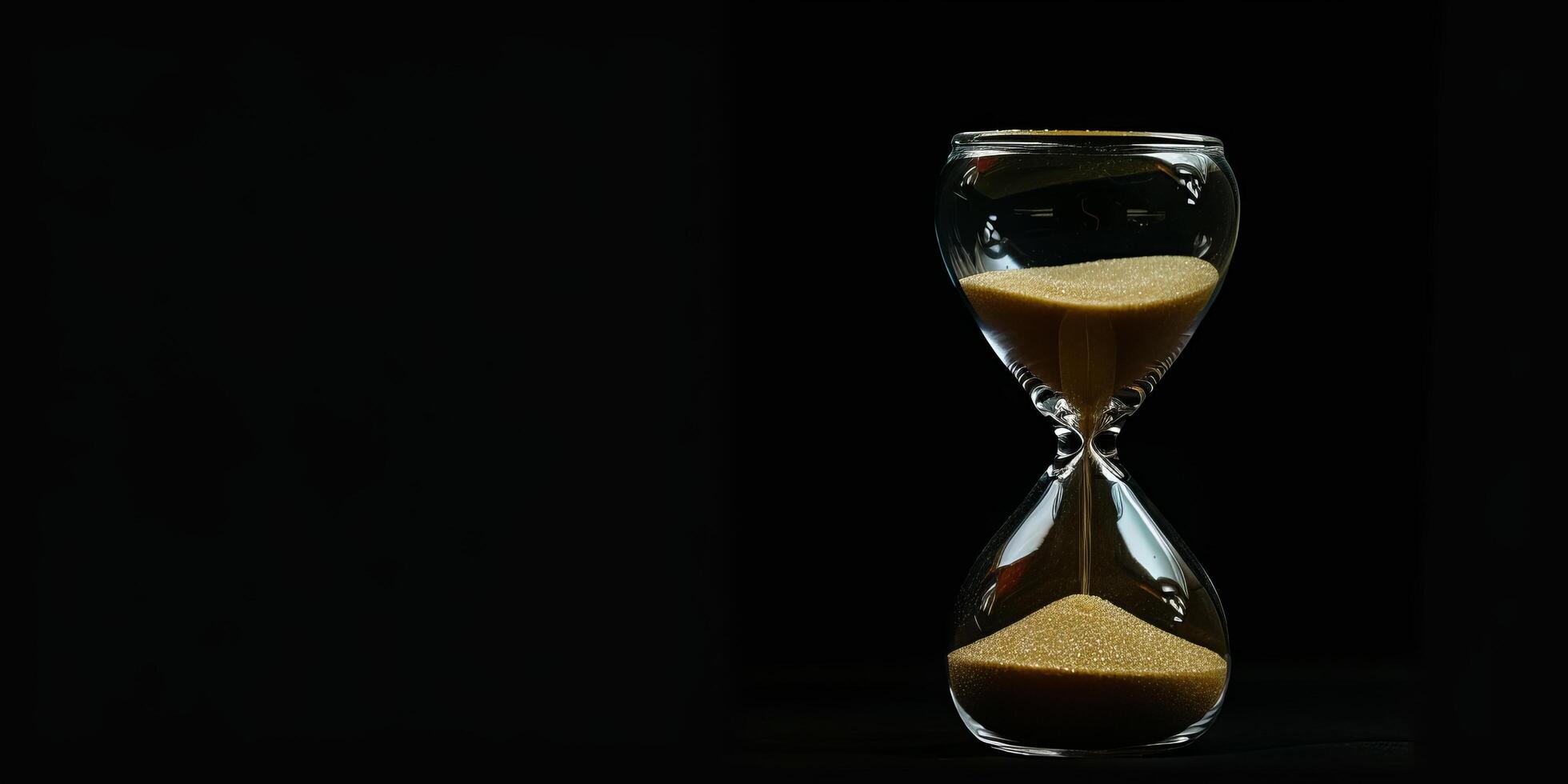 Hourglass on a dark background symbolizing the passage of time photo