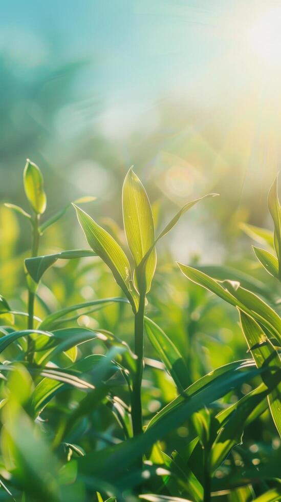 Sunlight Shining Through Fresh Green Leaves in Spring photo
