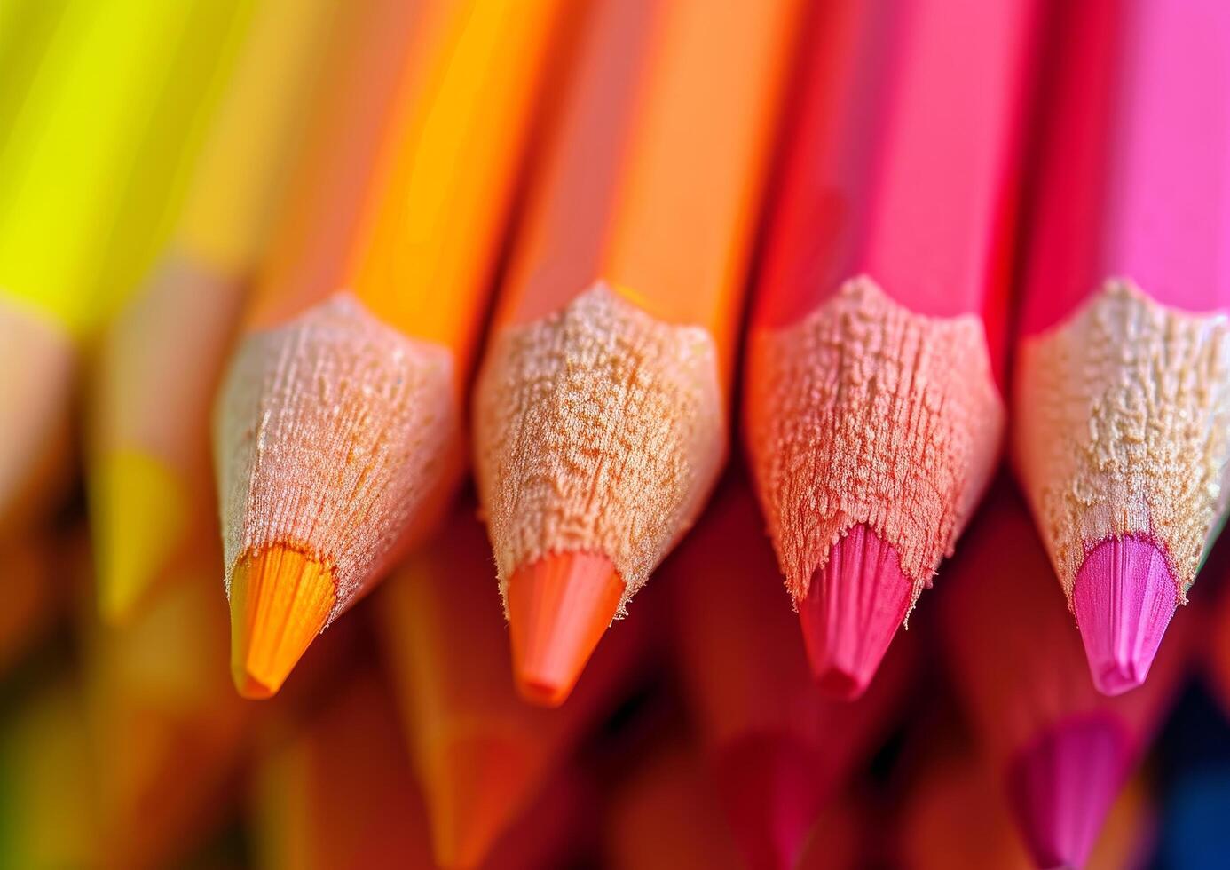 Close up of Colorful Pencils in Warm Tones photo