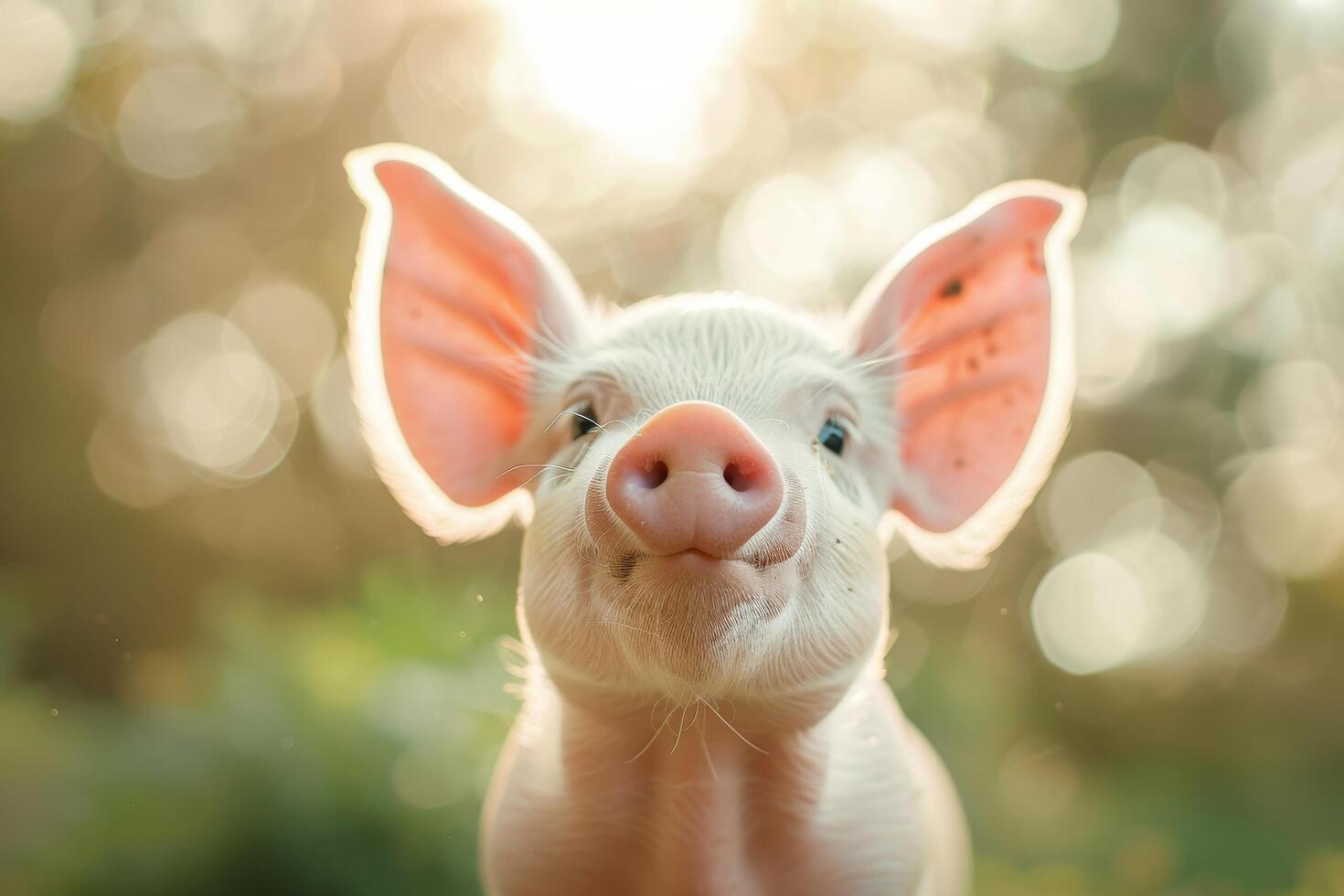 Close up of a Smiling Piglet in Sunlight photo