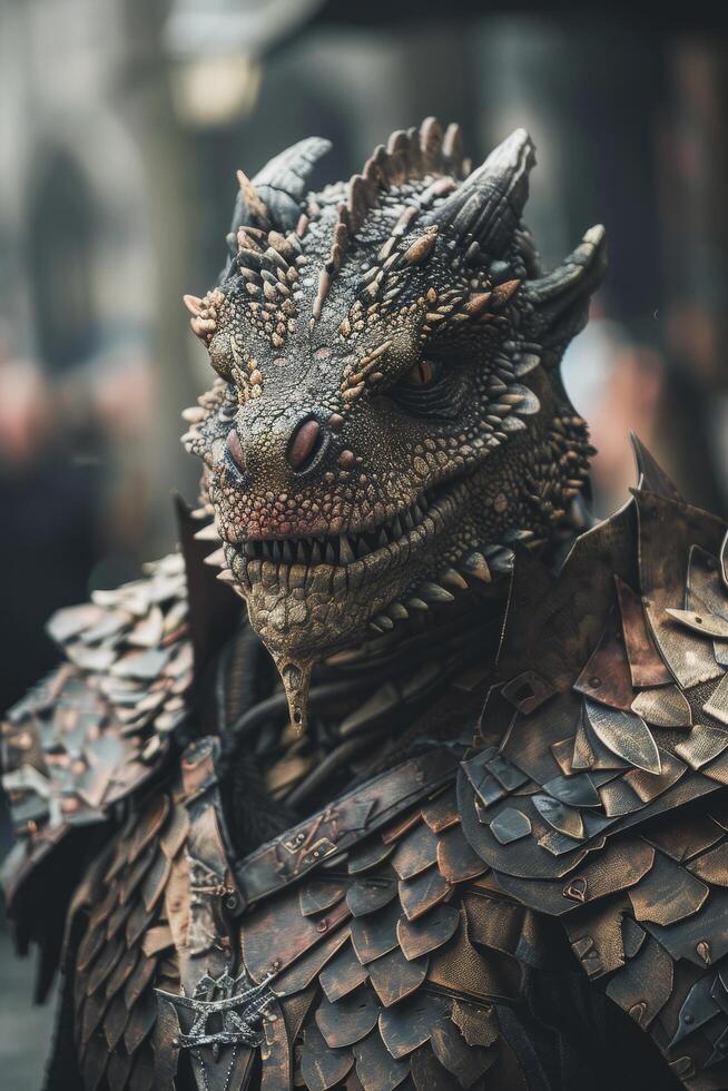 Person in detailed dragon costume at a fantasy event photo