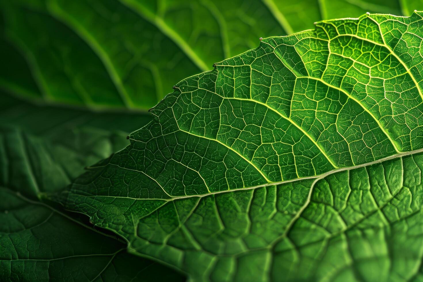Close up of Vibrant Green Leaf Veins photo