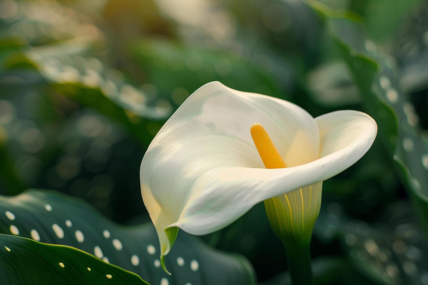 Elegant calla lily in a serene garden setting photo
