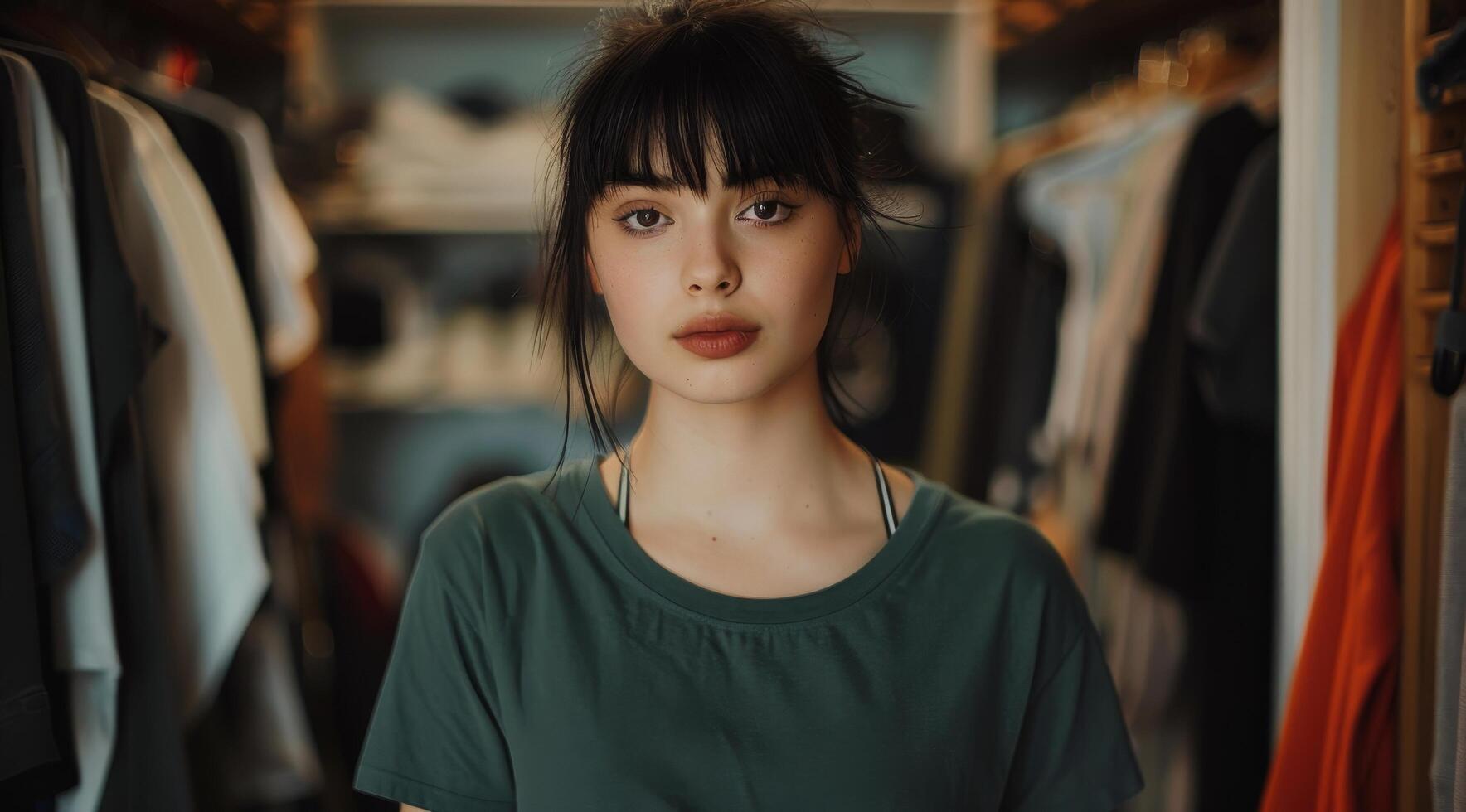 Young woman in a clothing store photo