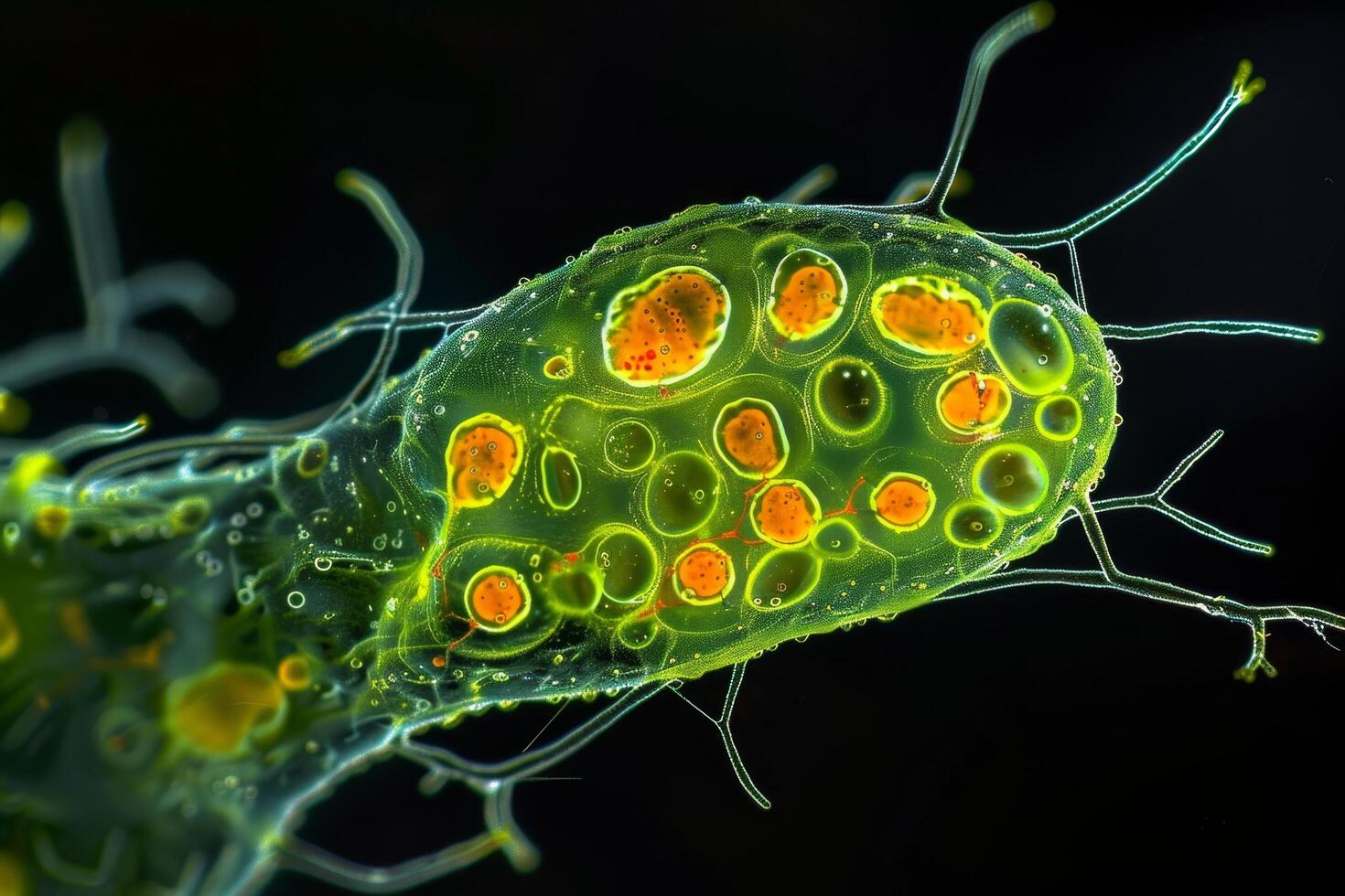 Detailed Microscopic View of a Green Algae photo