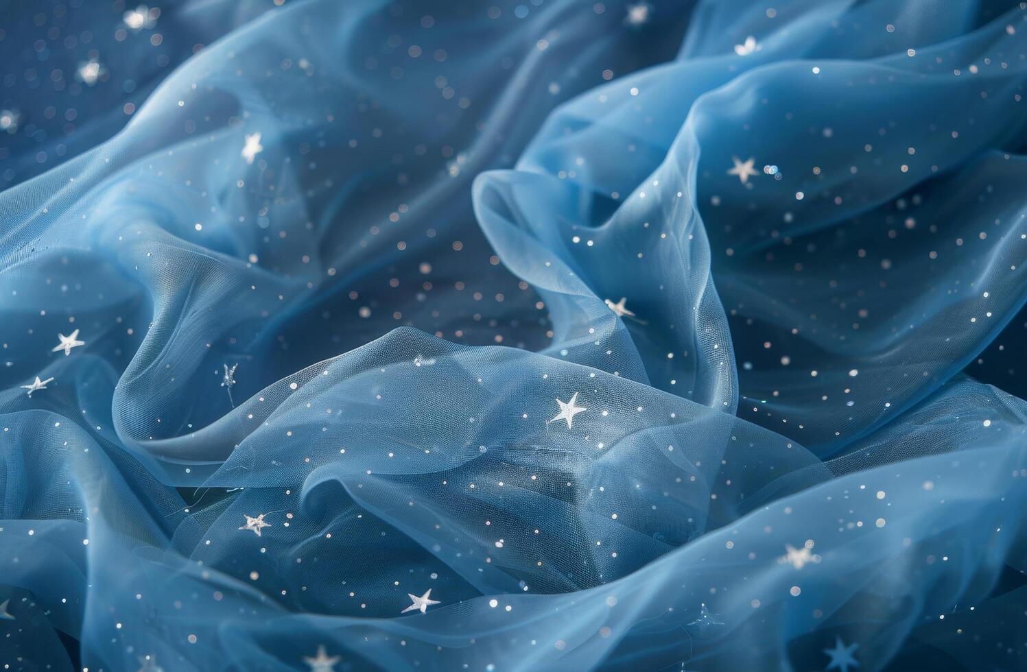 Elegant blue fabric with sparkling stars photo
