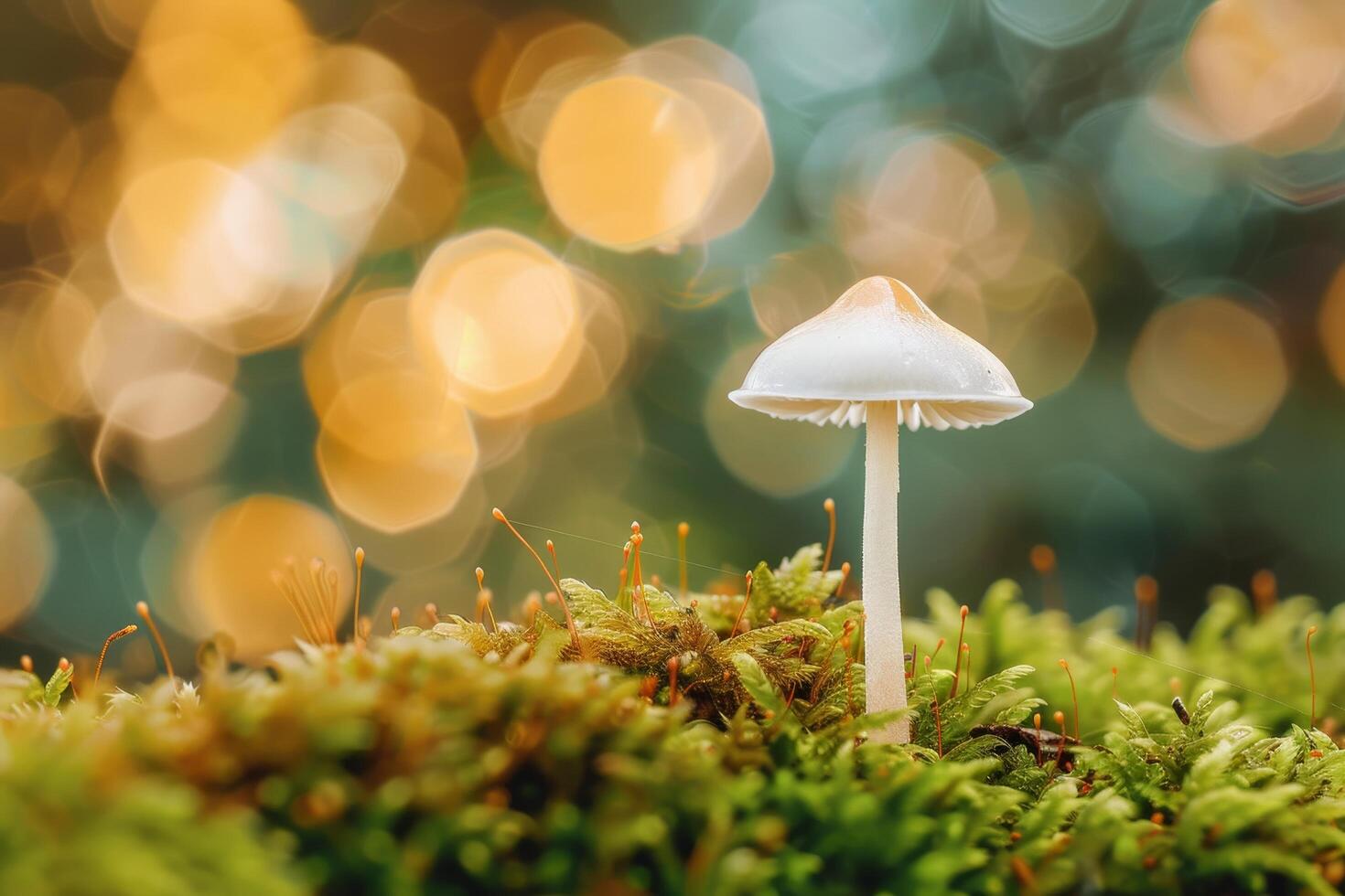 Mystical Mushroom Illuminated in Enchanted Forest photo