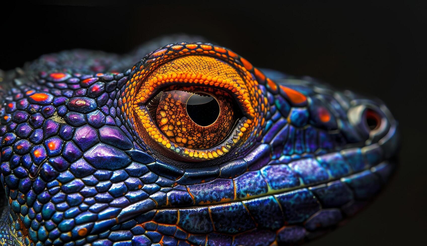 Close up of a Colorful Reptile Eye and Scales photo