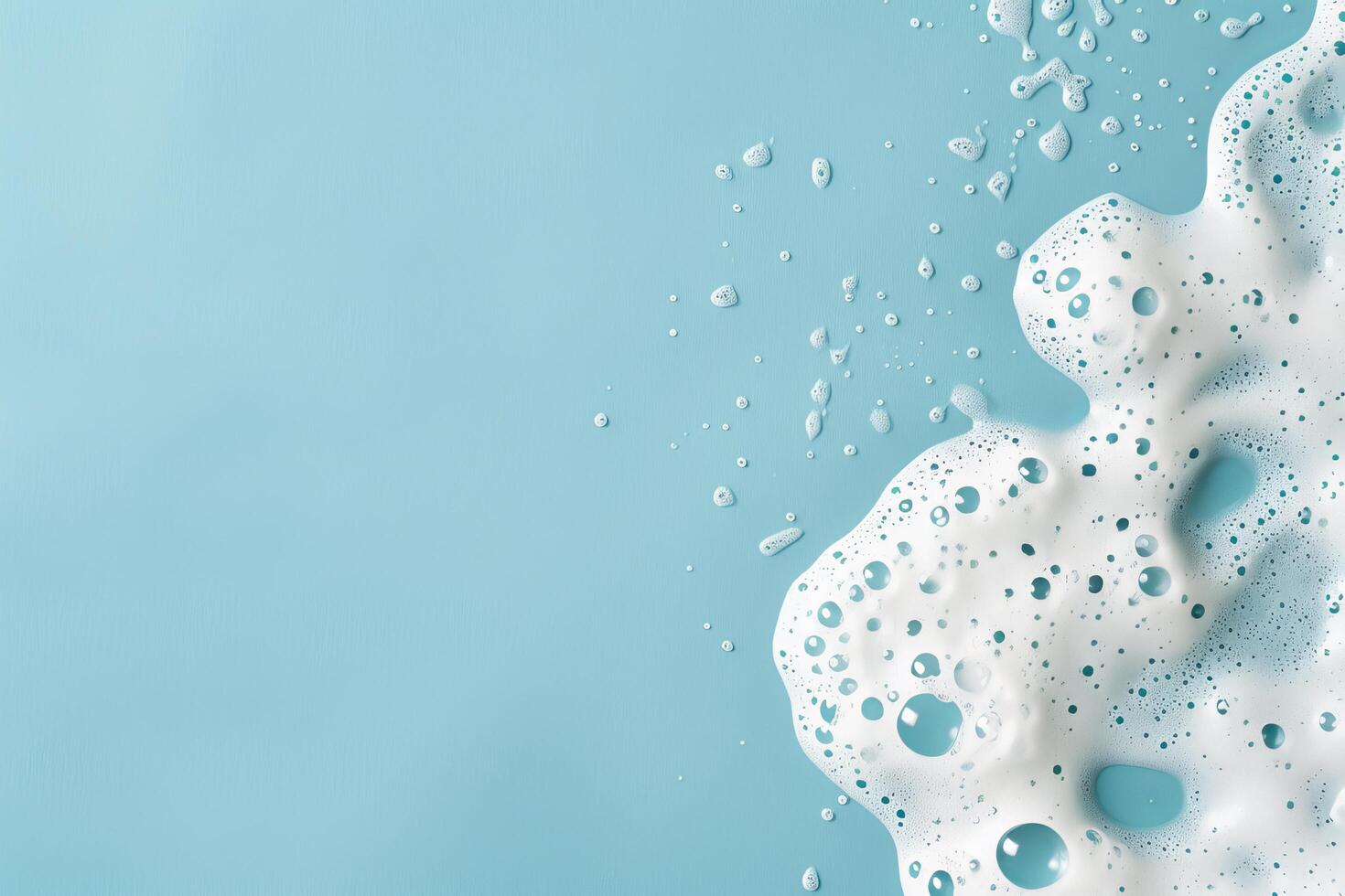 Refreshing blue water splash with bubbles on a clean background photo