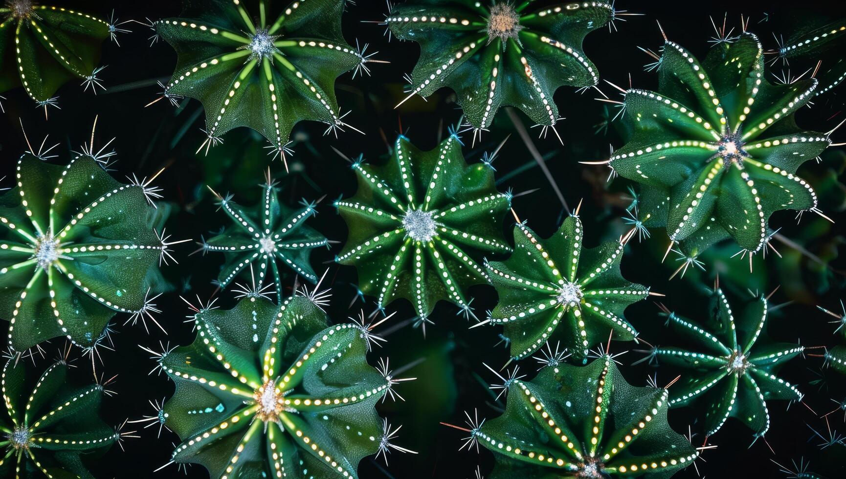Vibrant cactus garden from top view photo
