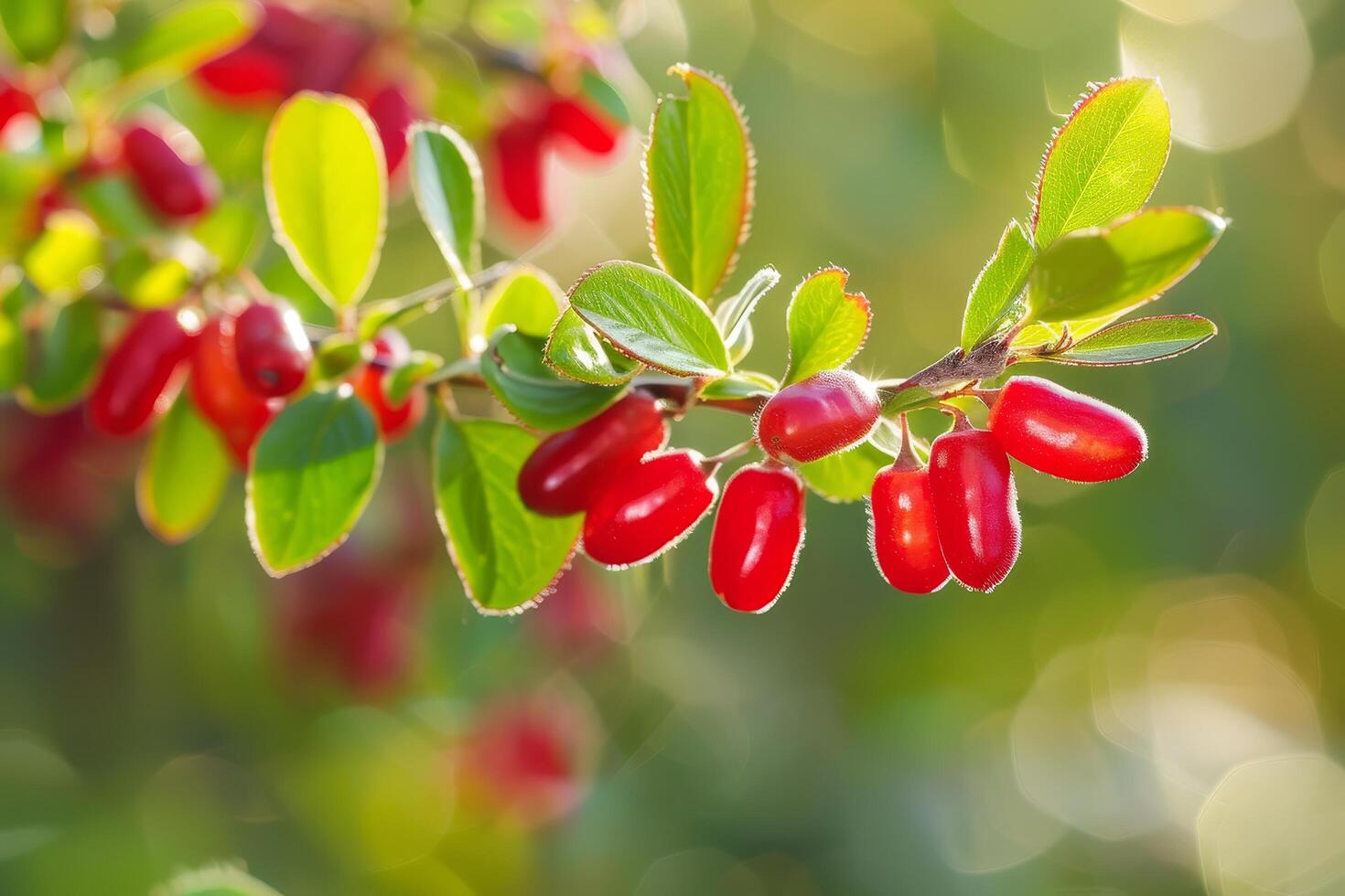 Sunlit Berries on a Branch photo