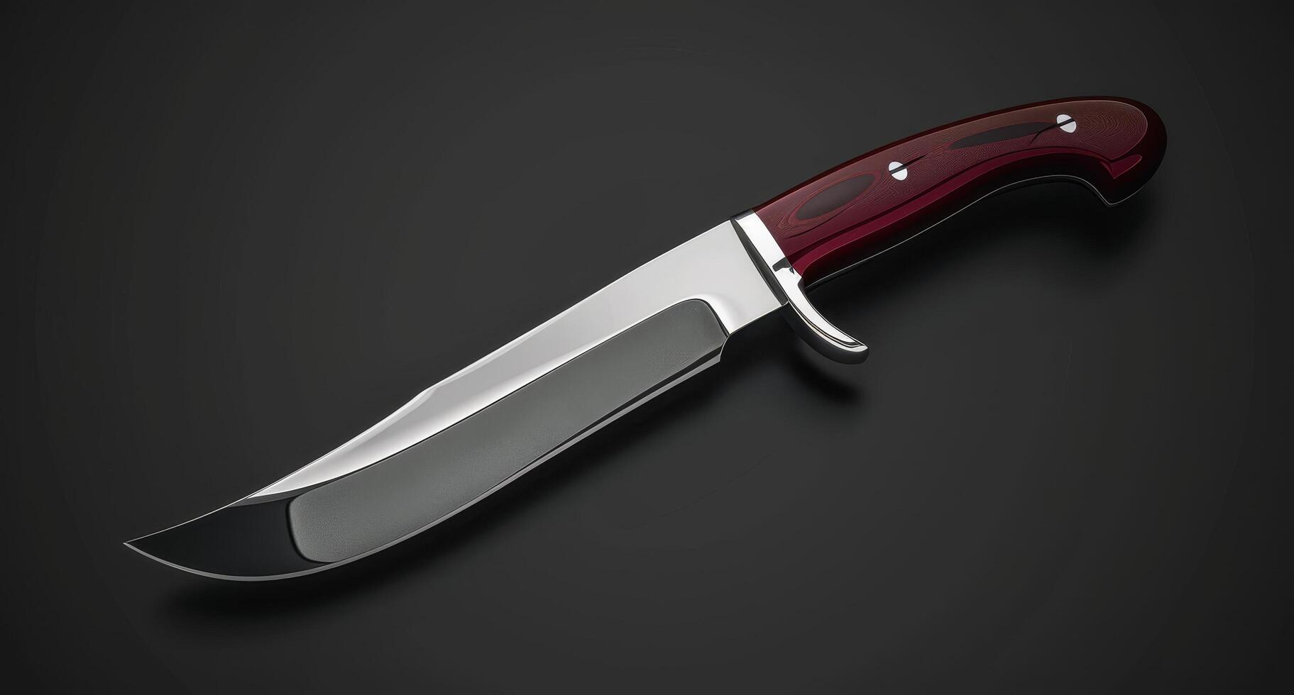 Elegant hunting knife with a wooden handle on a dark background photo