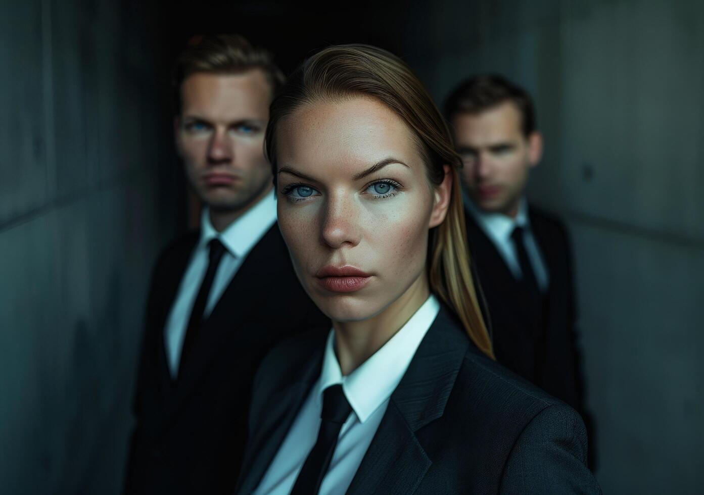 Confident business team in a modern urban setting photo