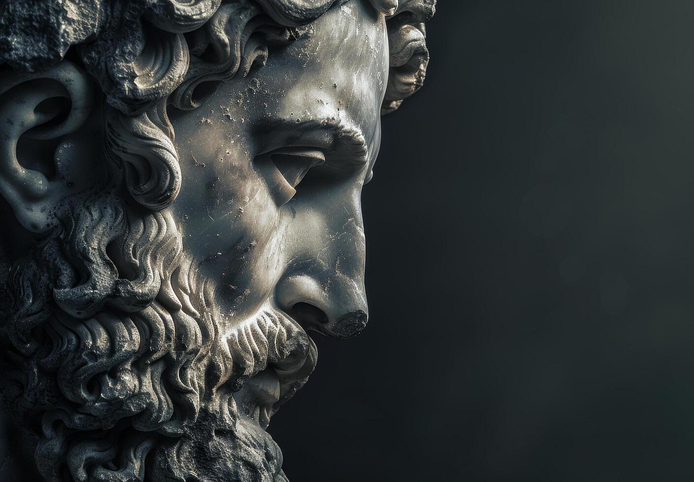 Close up of a classical sculpture with dramatic lighting photo