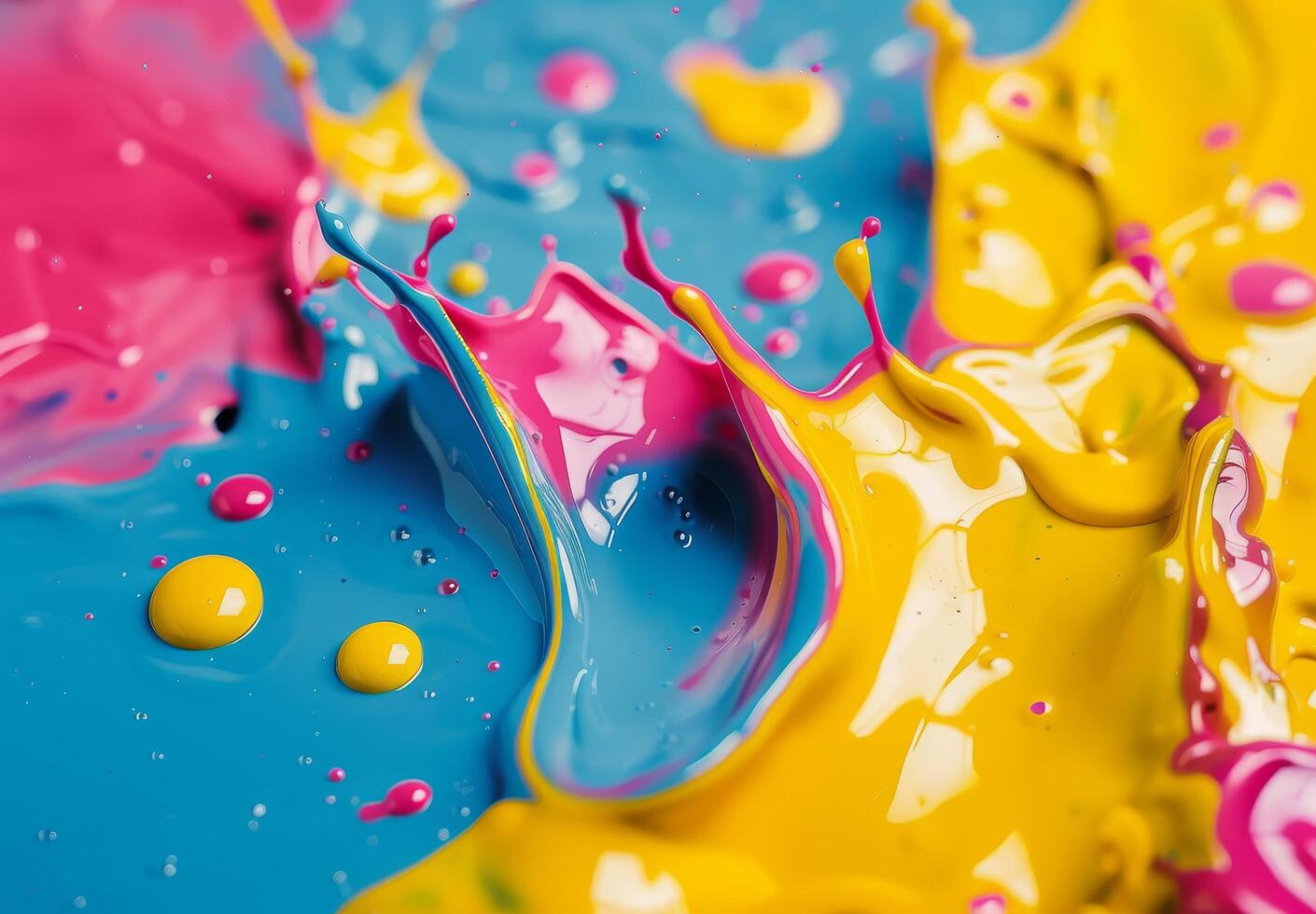 Vibrant Paint Splashes on Colorful Background photo