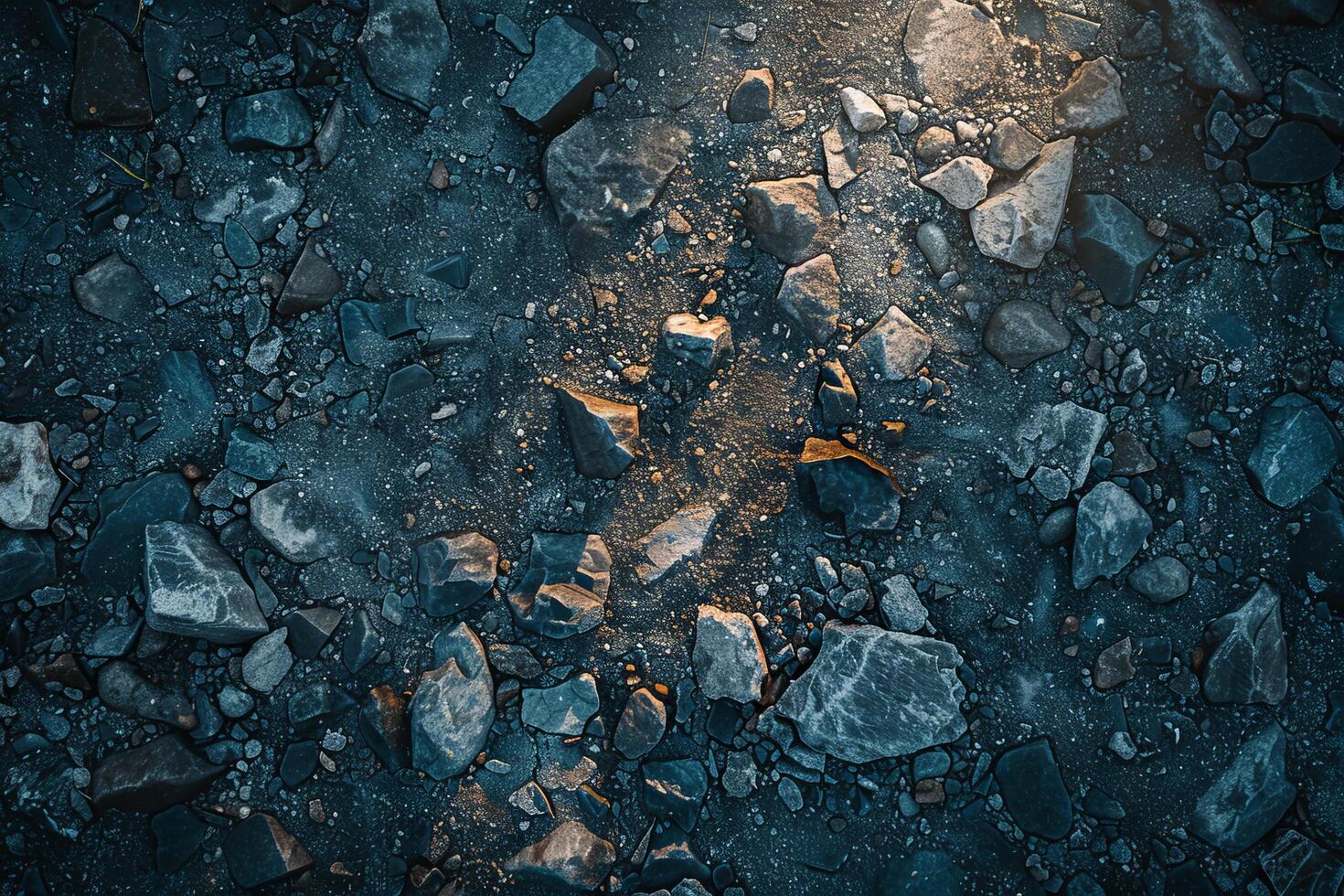 Textured ice shards on a frozen surface under blue lighting photo