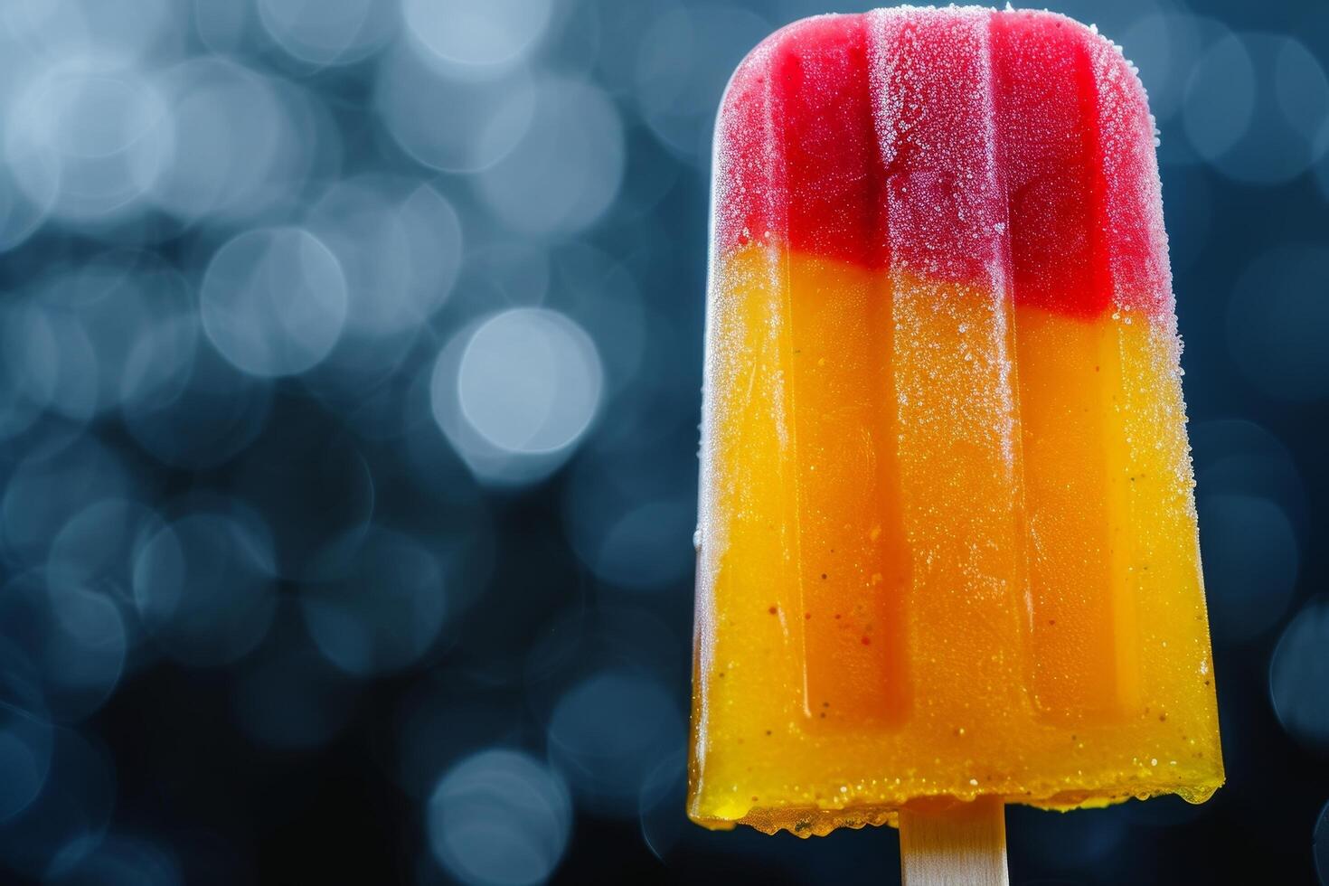 Colorful frozen fruit popsicle on a blurred background photo