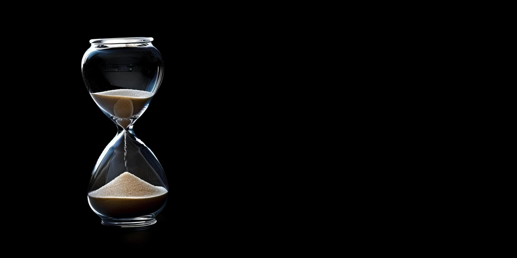 Hourglass on a Dark Background Symbolizing Time Passing photo