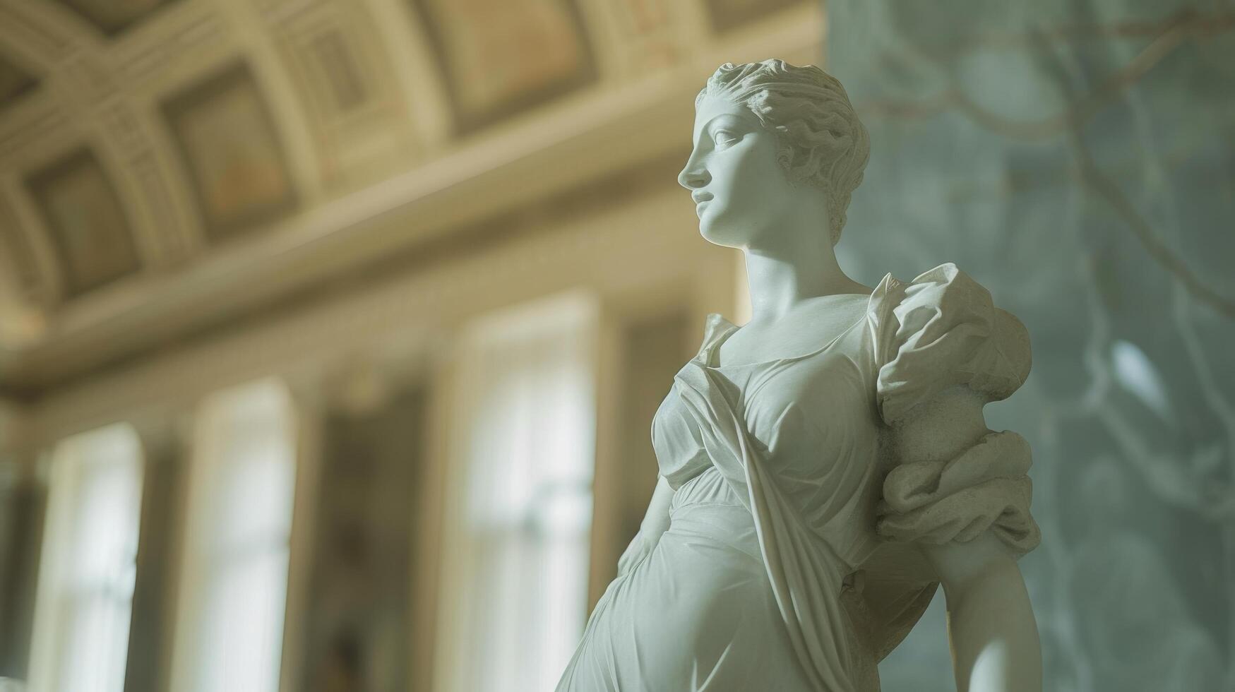 Elegant classical statue in a serene museum setting photo