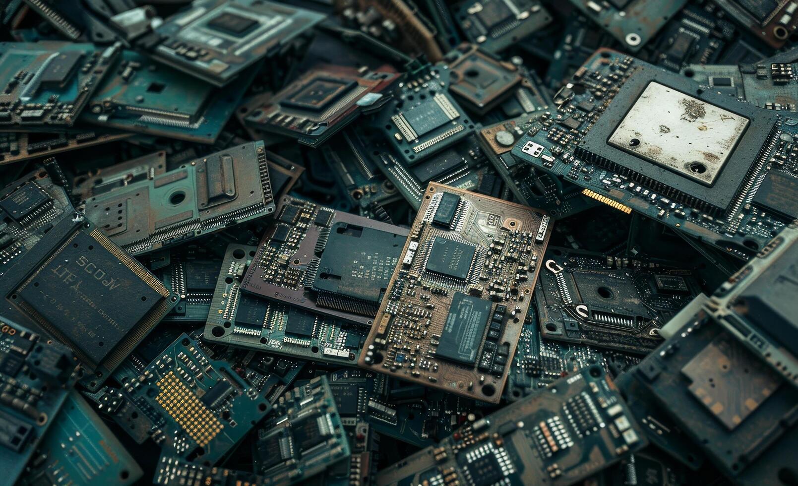 Pile of Assorted Electronic Circuit Boards and Components photo