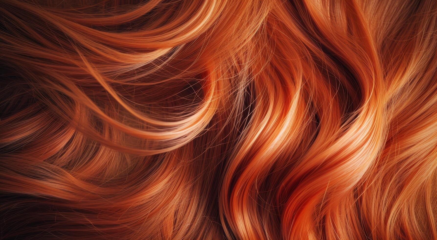 Close up of vibrant red hair flowing beautifully photo
