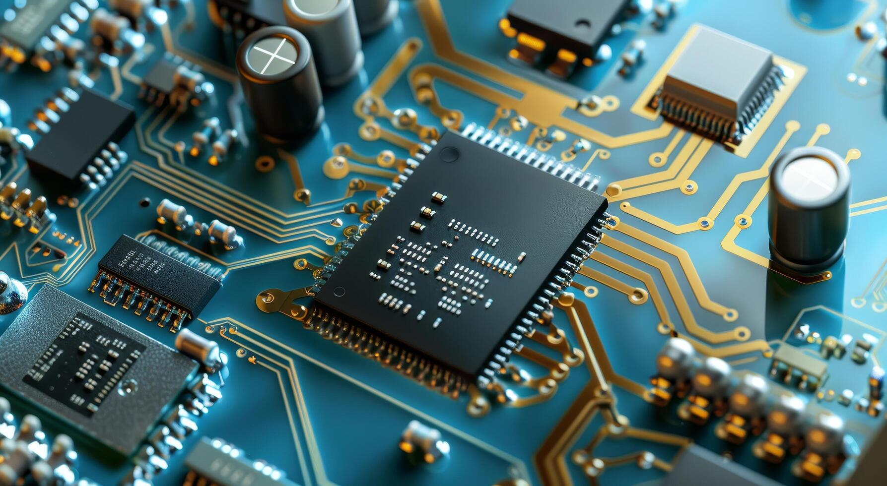 High Detail View of an Electronic Circuit Board photo