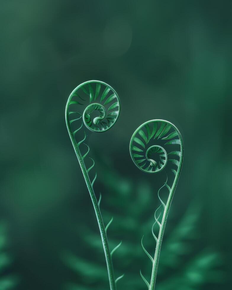 Elegant Green Fern Fronds Unfurling in Nature photo