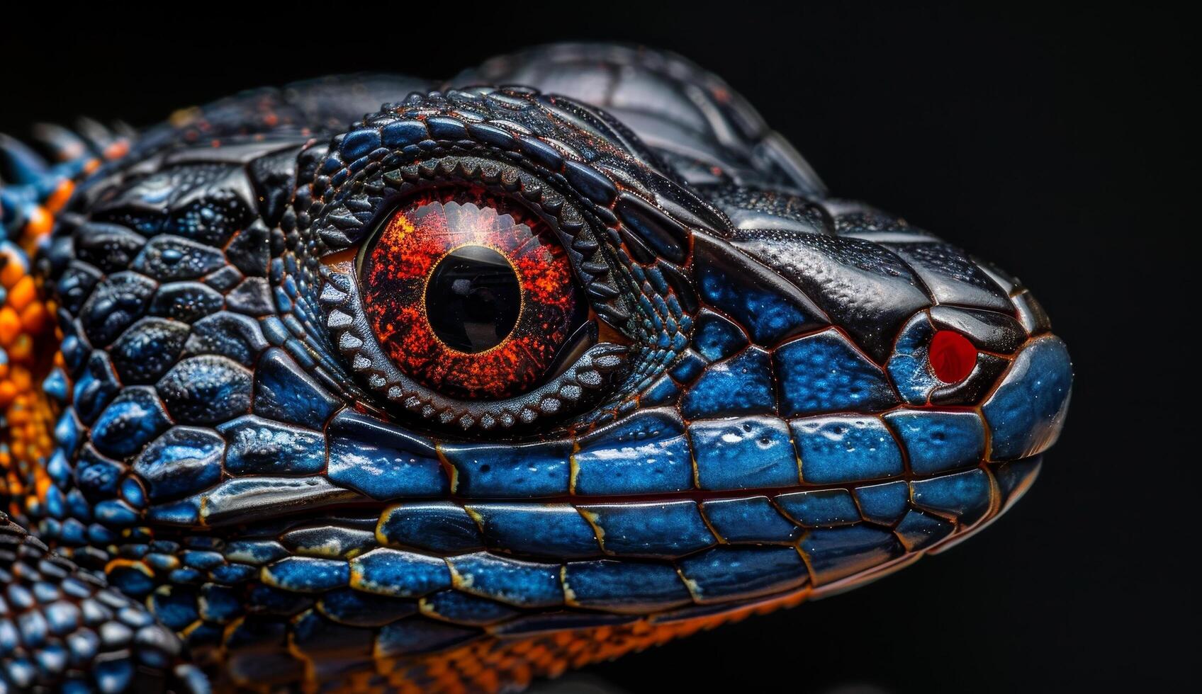 Close up of a Colorful Reptile Eye and Scales photo