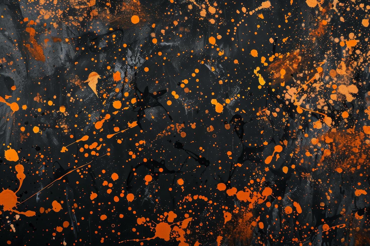 Abstract orange and black paint splatter background photo