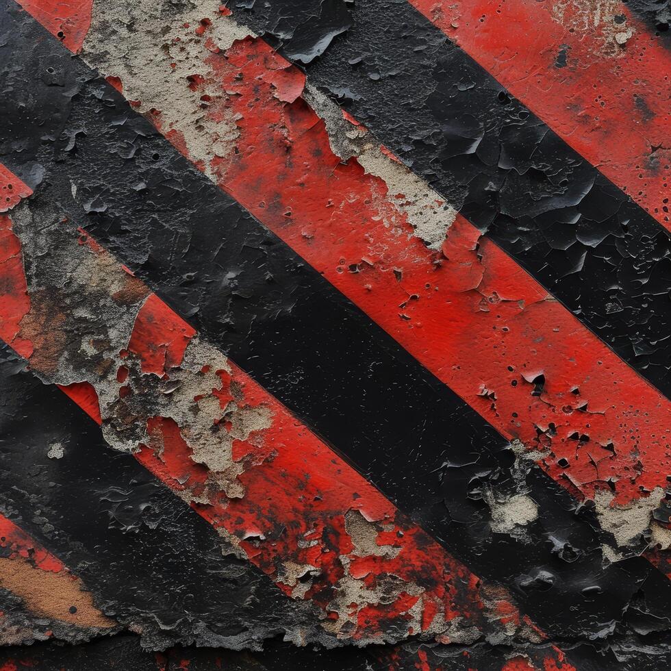 Close up of Peeling Paint on a Weathered Diagonal Striped Surface photo