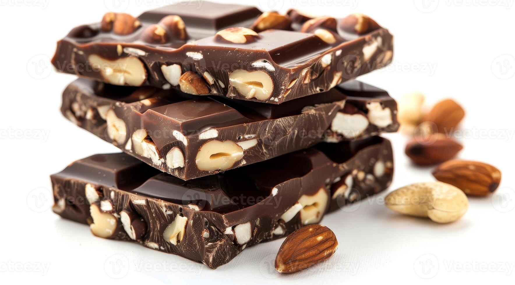 Stack of Chocolate Bars with Nuts photo
