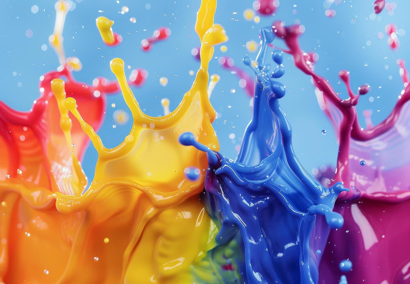 Vibrant Paint Splashes in Mid Air photo