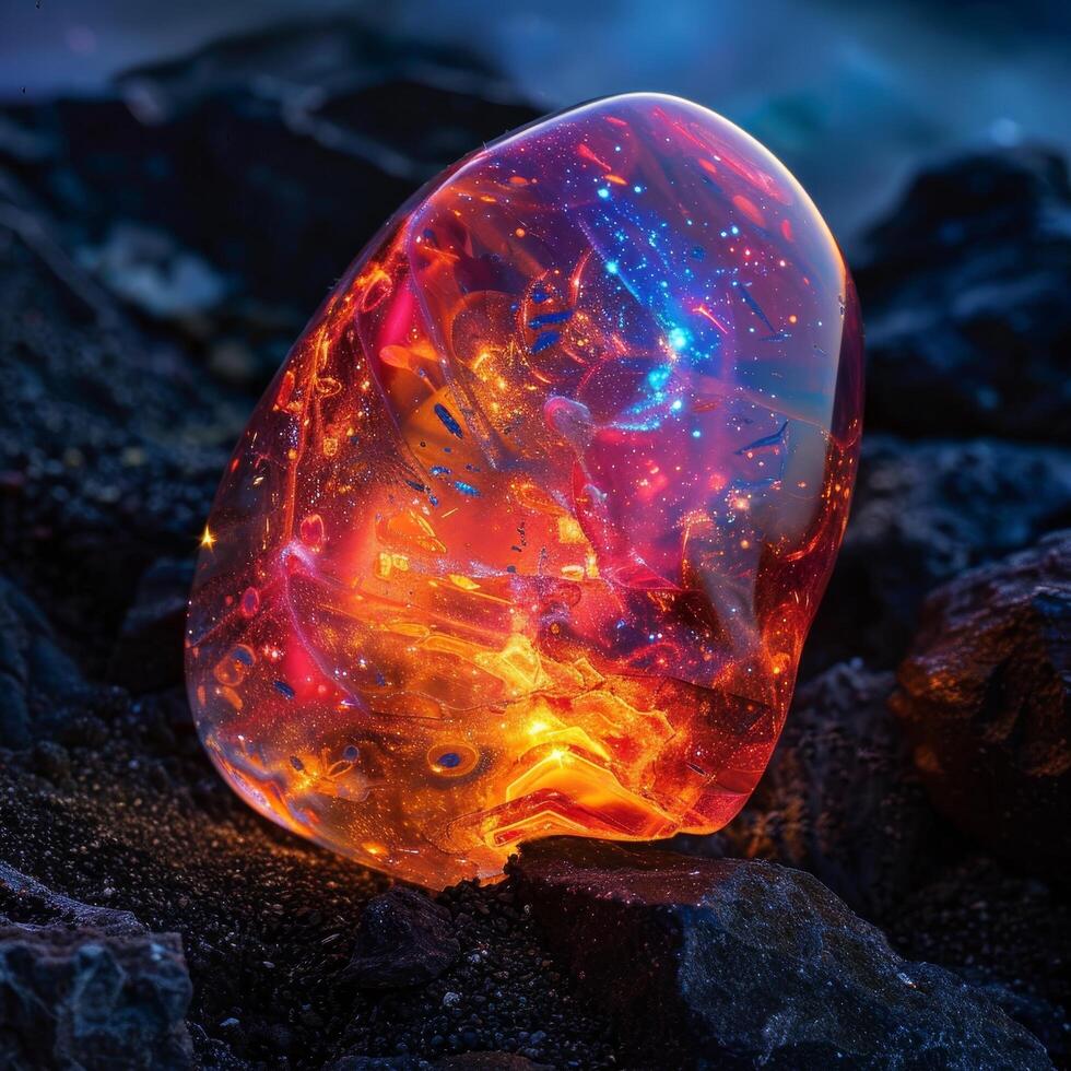 Glowing Crystal Egg on a Mystical Landscape photo