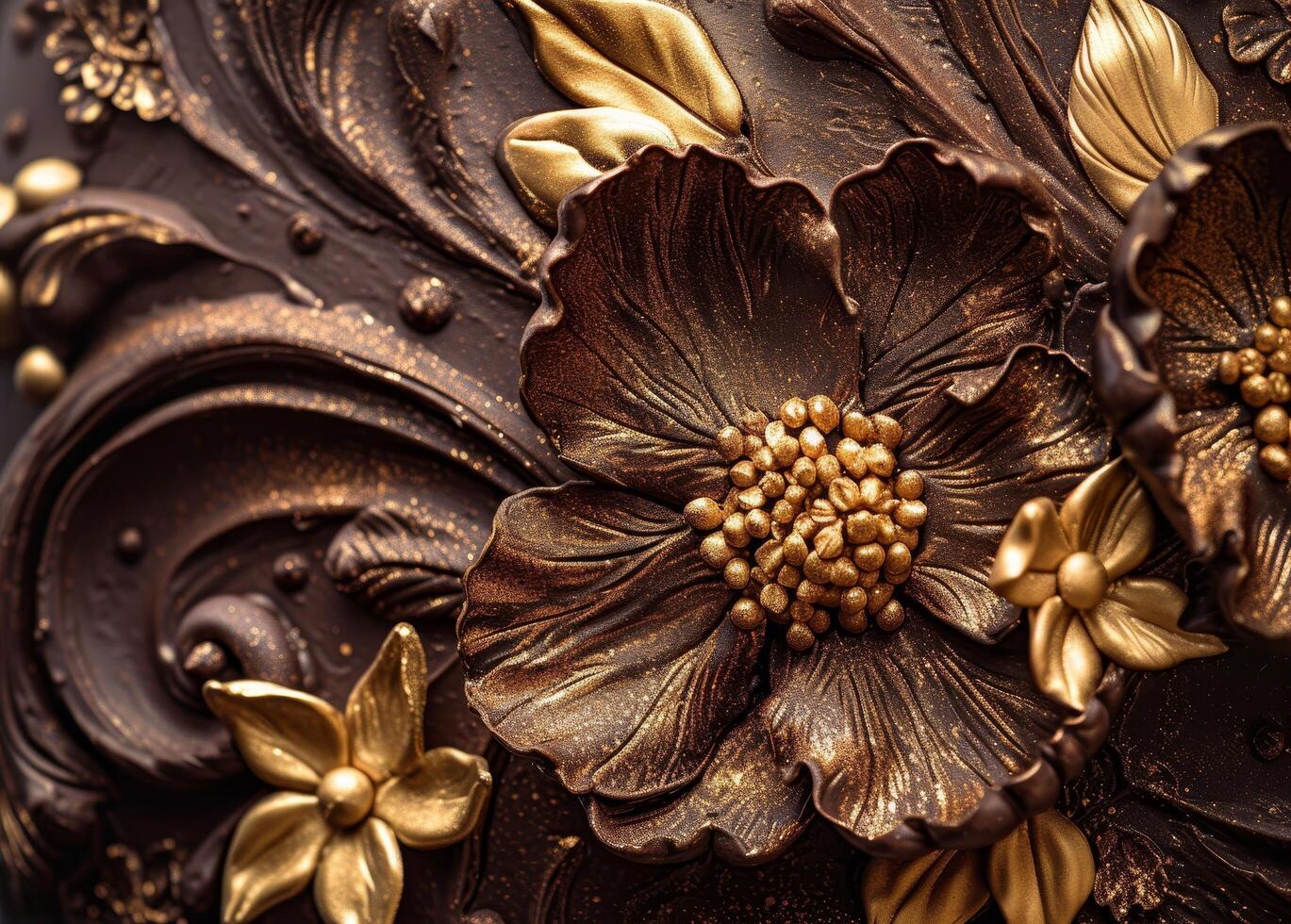 Elegant bronze floral relief sculpture photo