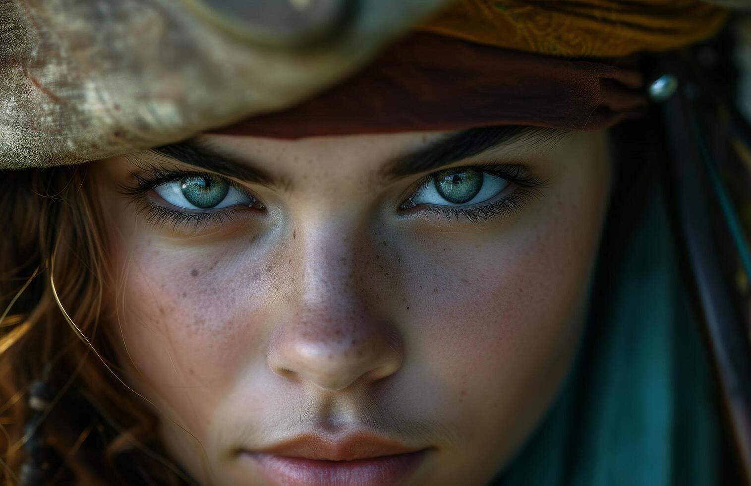 Close up Portrait of a Person with Intense Gaze photo