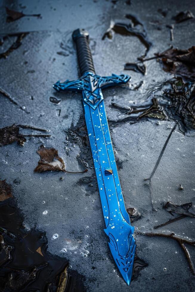 Medieval Sword on a Wet Ground photo