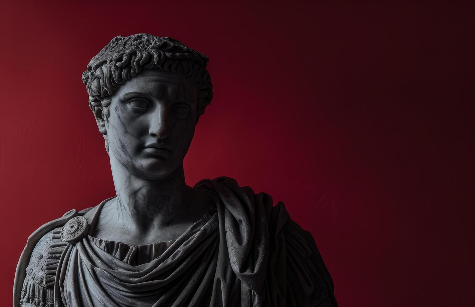 Classical statue on red background photo