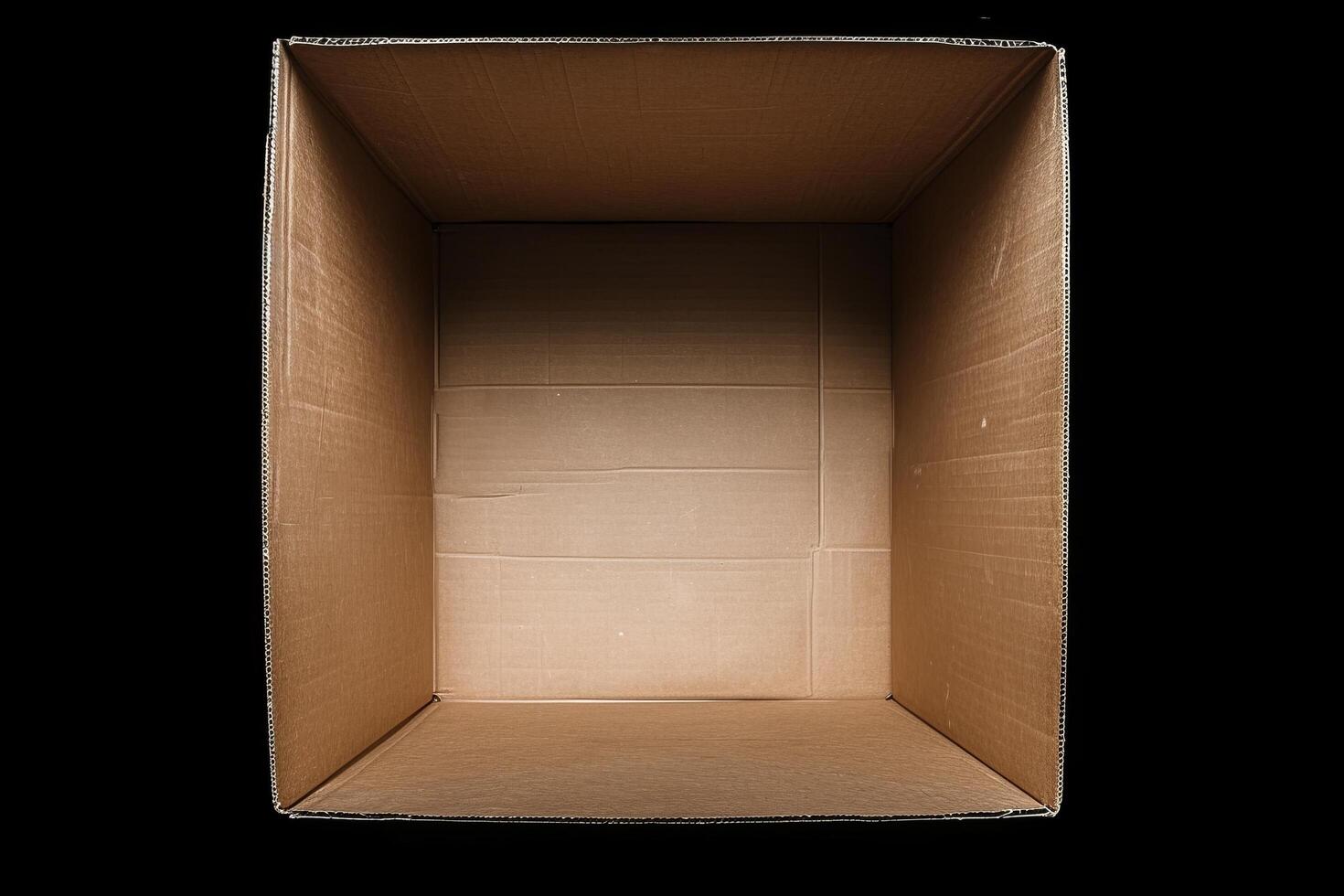 Empty cardboard box viewed from the top photo