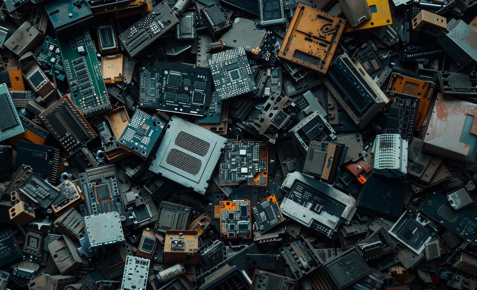 Pile of Electronic Waste and Computer Parts photo