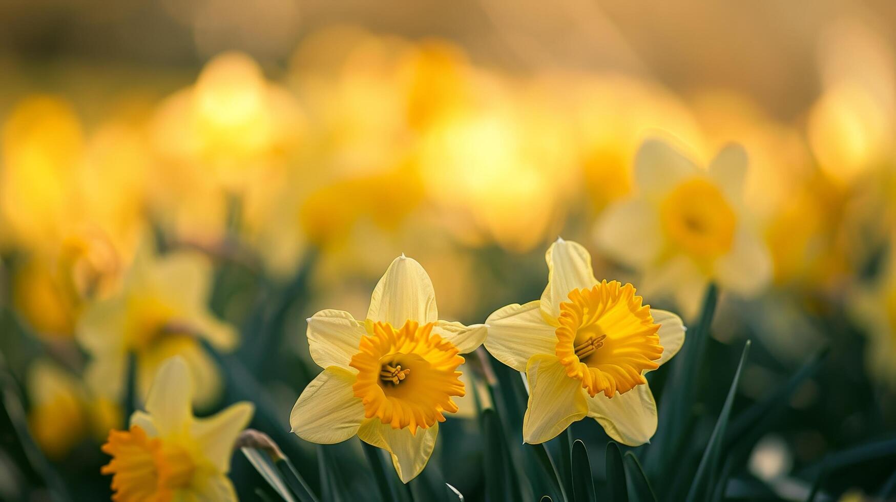 Golden Hour Daffodils in Bloom photo