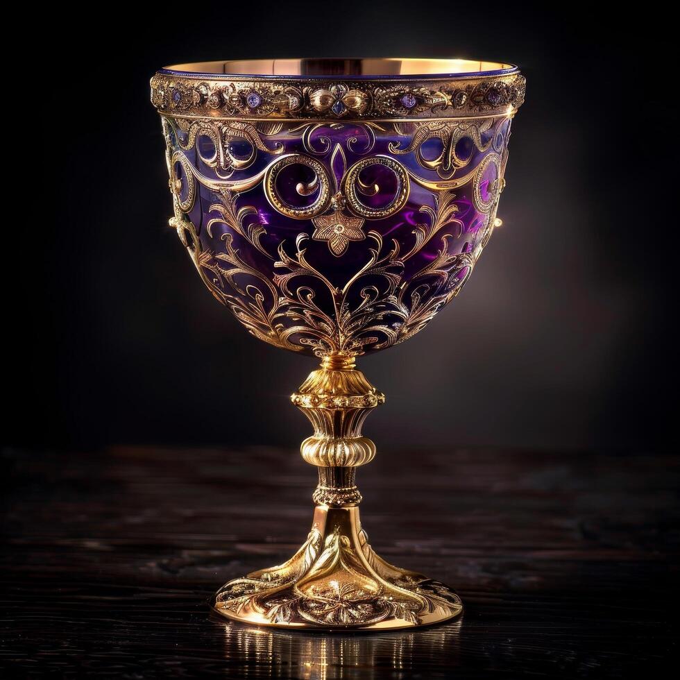 Elegant Decorative Chalice on Dark Background photo