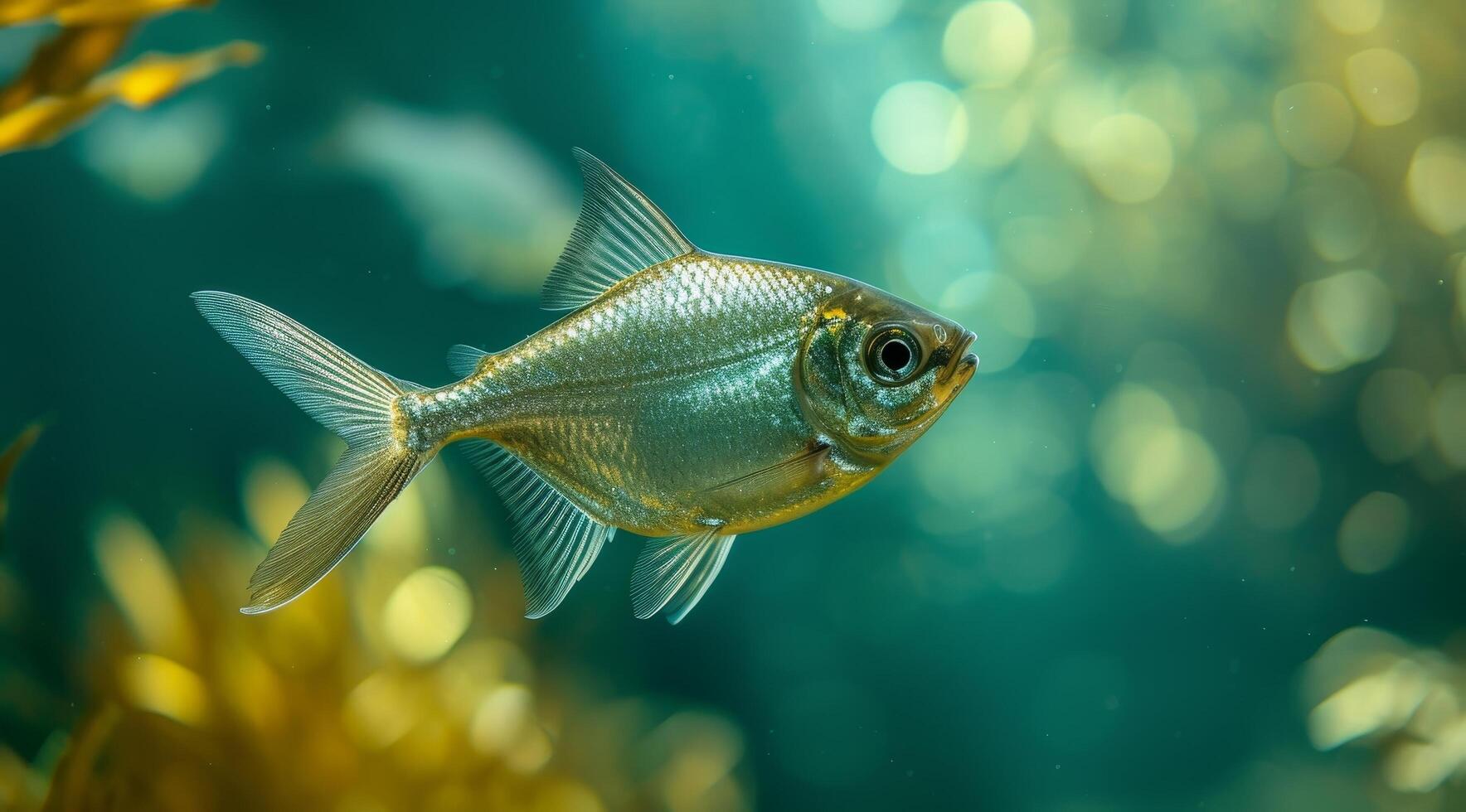 Silver fish swimming in a sunlit underwater scene photo