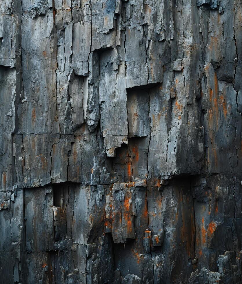 Rugged cliff face with textured rock layers photo