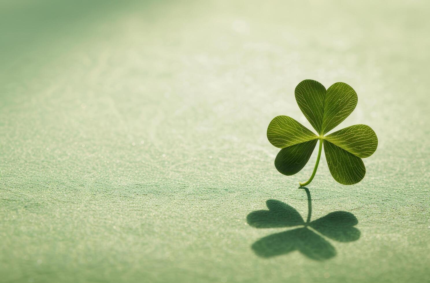 Four leaf clover casting a shadow on a textured surface photo