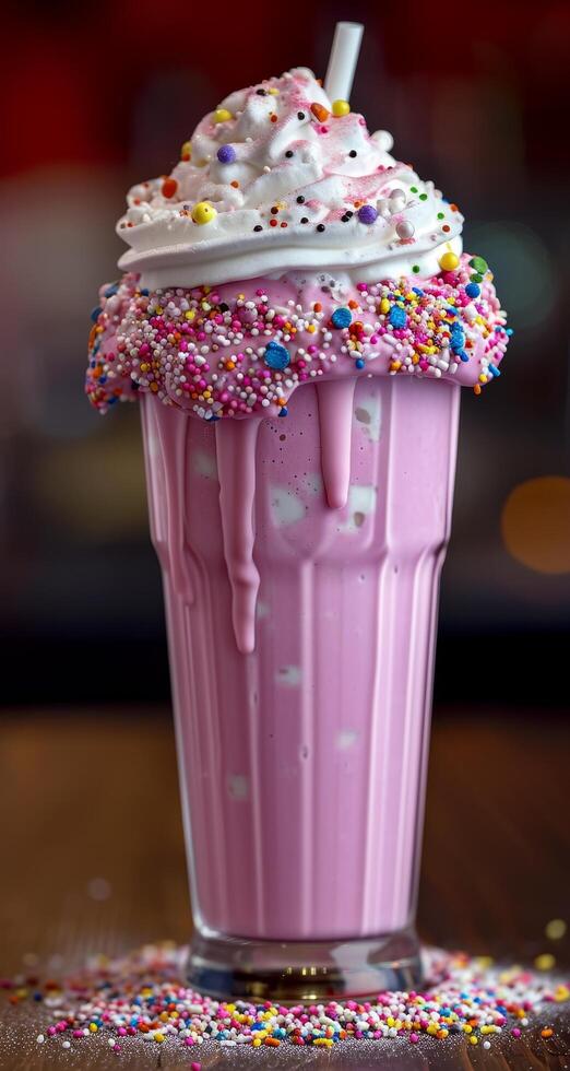 Colorful Sprinkled Milkshake Overload photo
