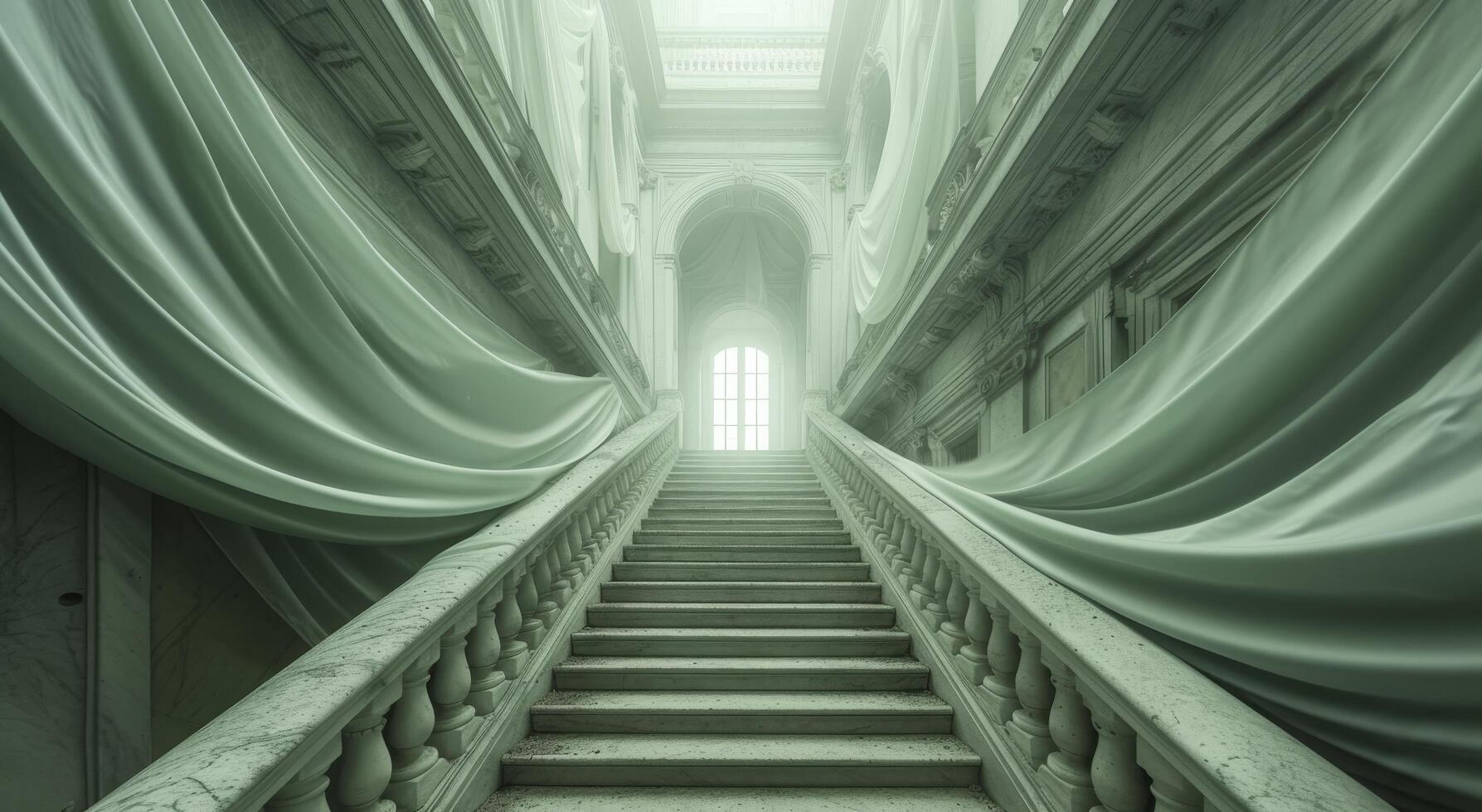 Elegant staircase in a grand neoclassical building photo